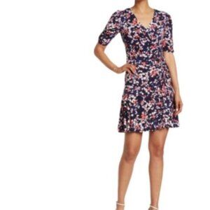 Vince Camuto Womens Faux Wrap Dress Navy Combo Floral Jersey Knit 8 New